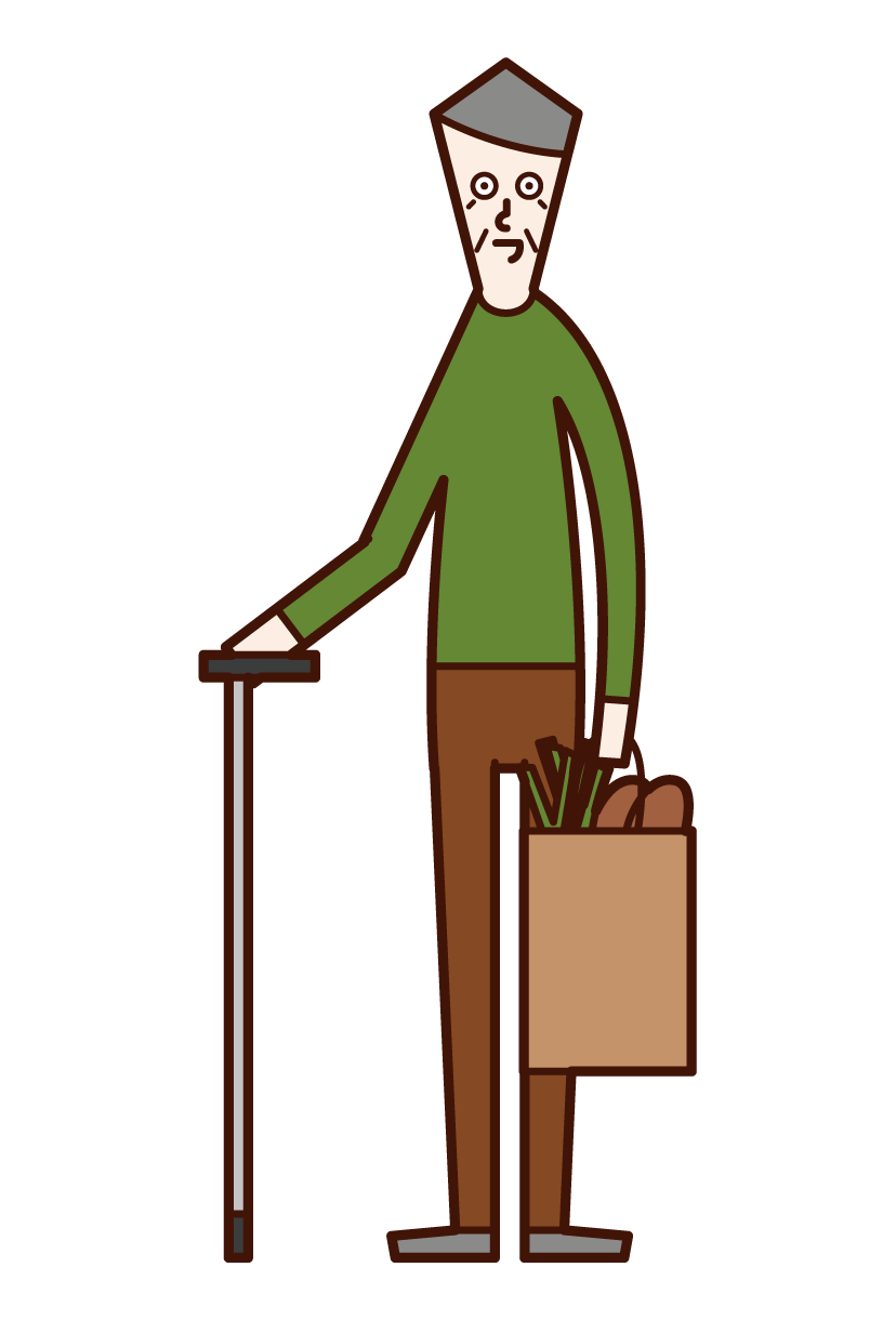Illustration of a shopa buying person (old man)