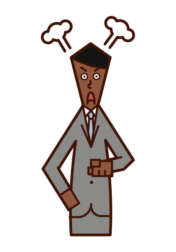 Illustration of a man who gets angry with his finger pointed