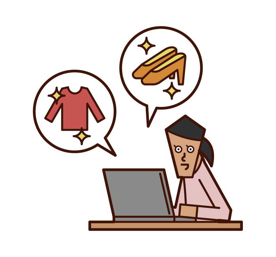 Illustration of a woman shopping online