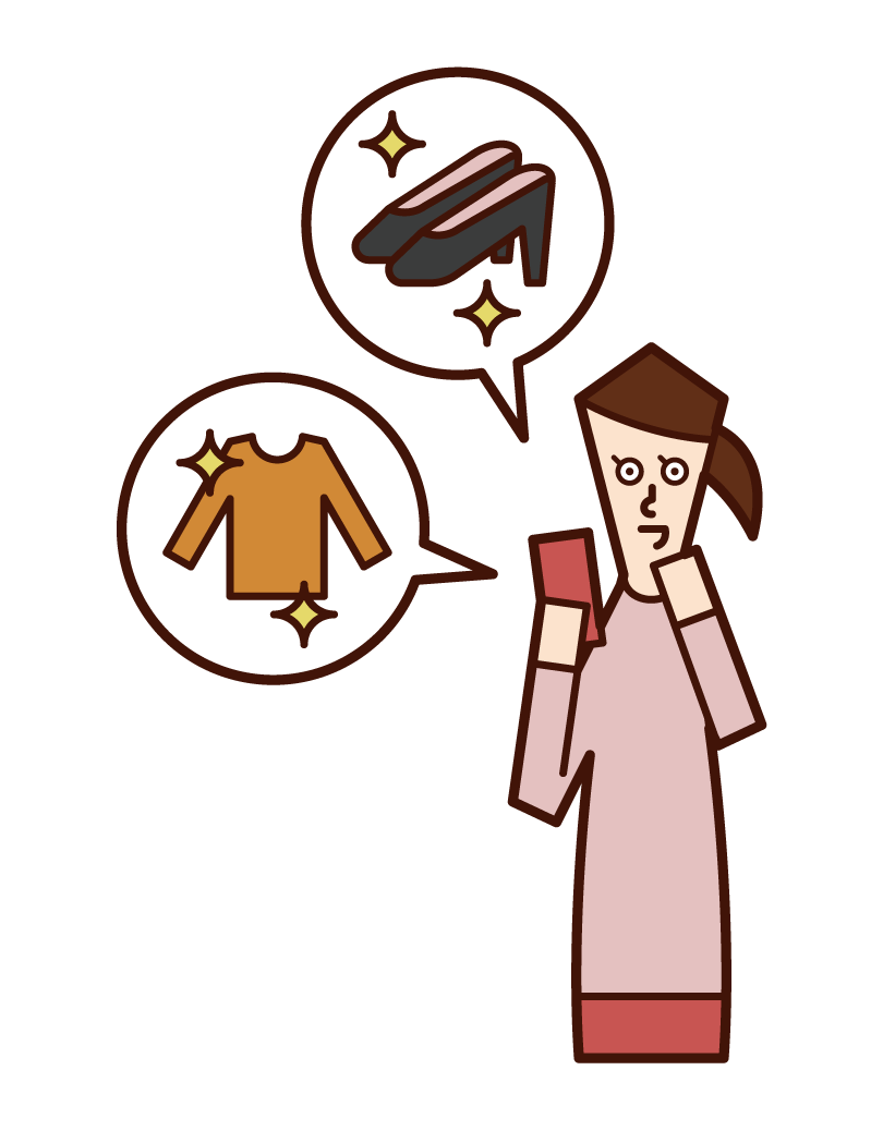 Illustration of a woman shopping online