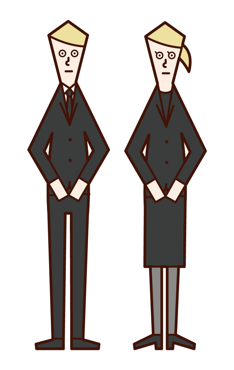 Illustration of a couple in mourning