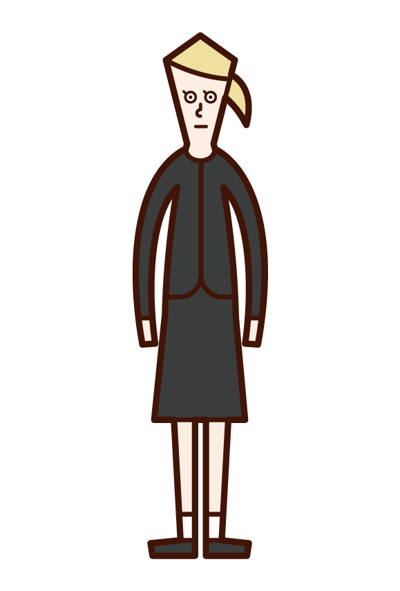 Illustration of a child (girl) in mourning