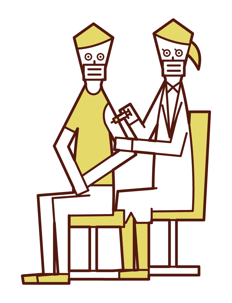 Illustration of a person (male) who is vaccinating