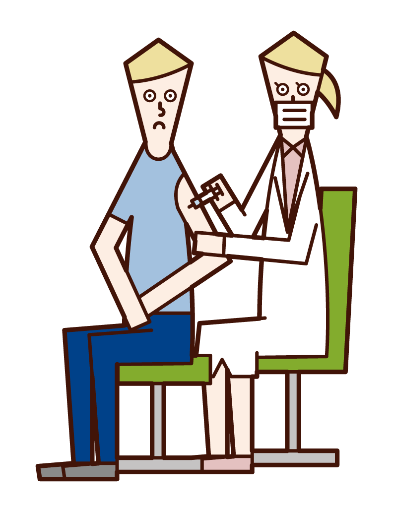 Illustration of a person (male) who is vaccinating