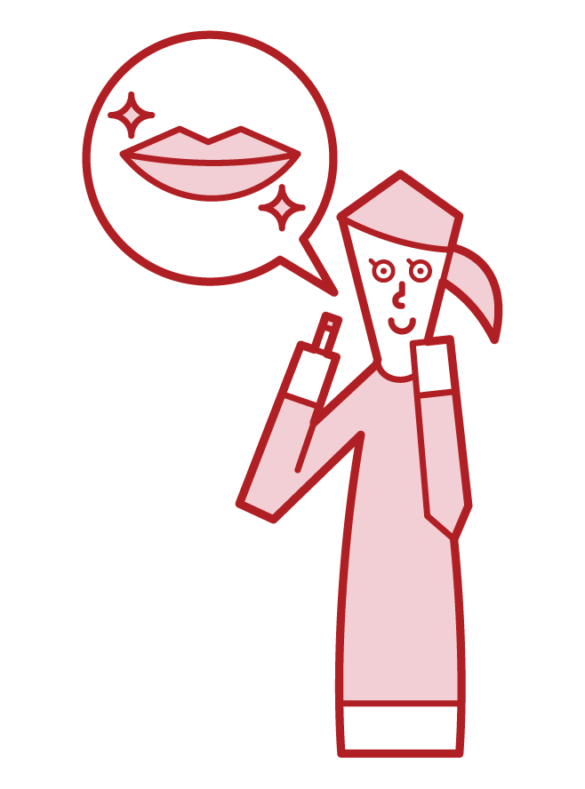 Illustration of a woman applying lipstick