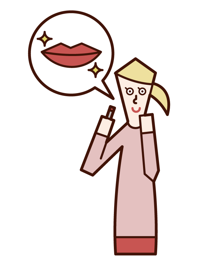 Illustration of a woman applying lipstick
