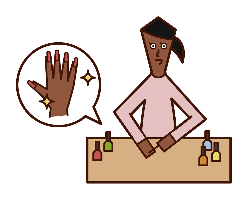 Illustration of a woman applying a manicure