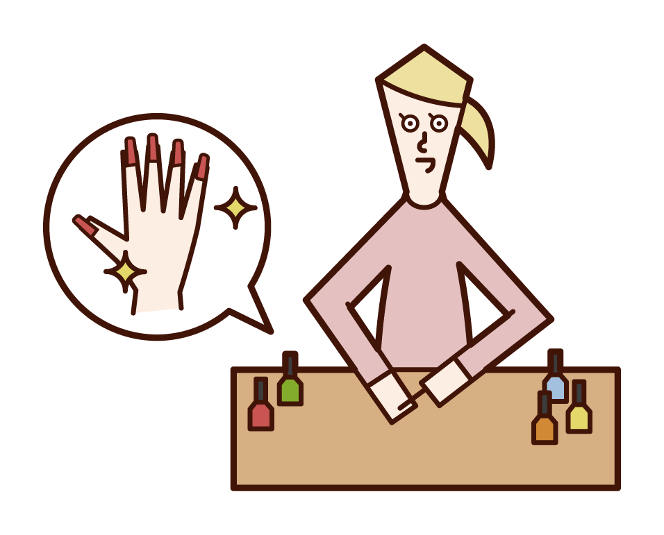 Illustration of a woman applying a manicure