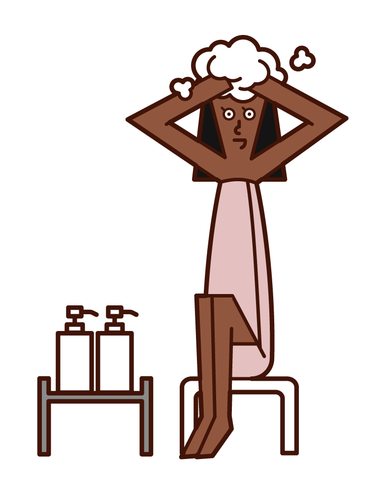 Illustration of a woman washing her hair