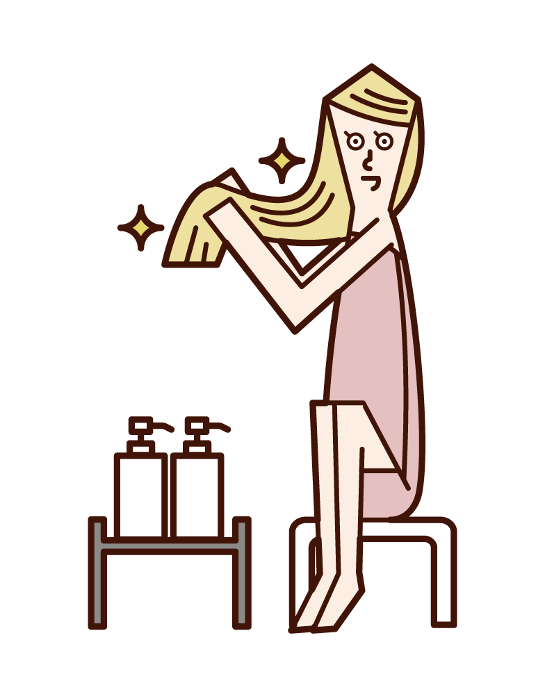 Illustration of a woman who treatments her hair