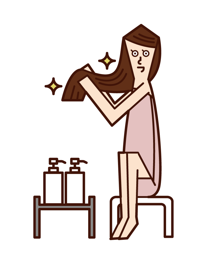 Illustration of a woman washing her body