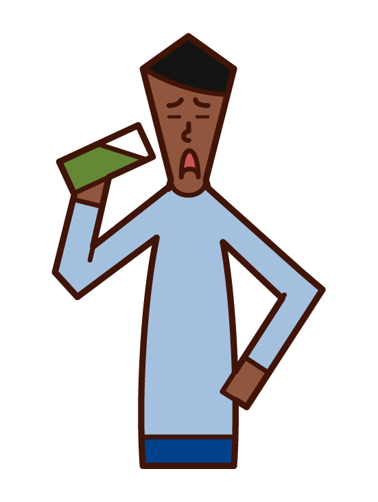 Illustration of a man drinking green juice