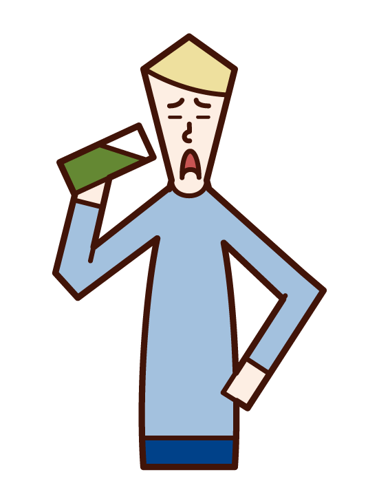 Illustration of a man drinking green juice