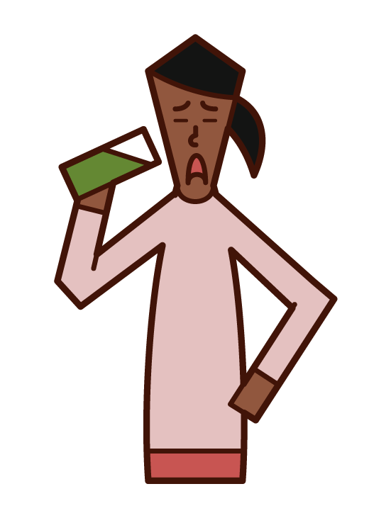 Illustration of a woman drinking green juice