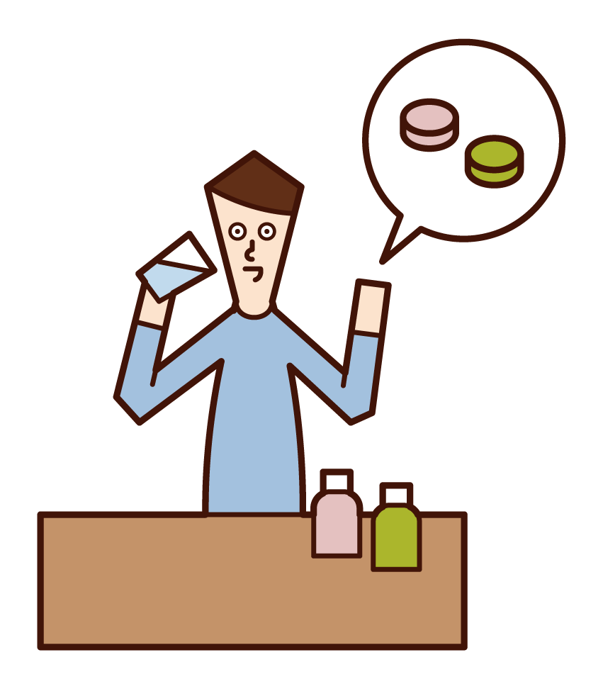 Illustration of a person (male) who drinks supplements