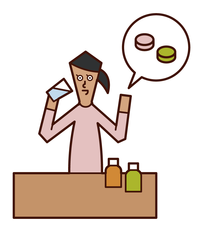 Illustration of a woman who drinks supplements