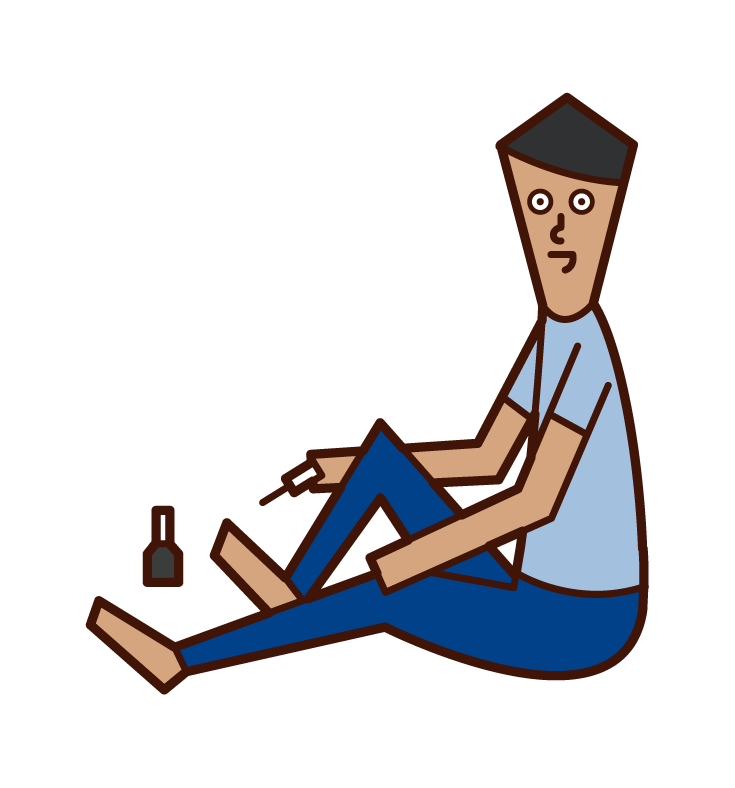 Illustration of a person (male) who paints a pedicure