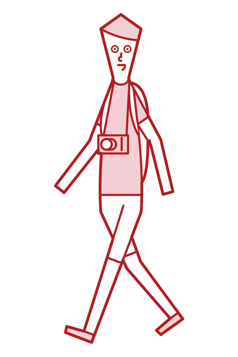 Illustration of a man traveling by him