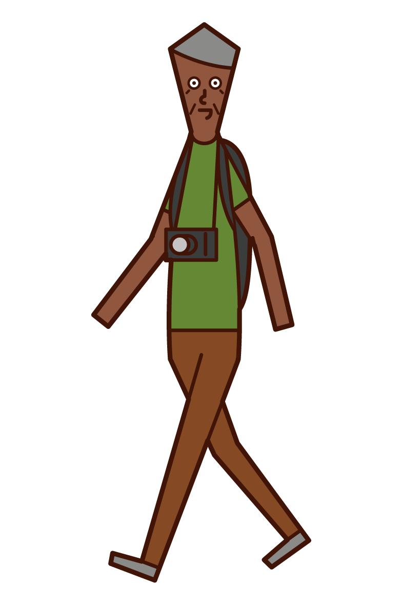 Illustration of a person (old man) traveling by him