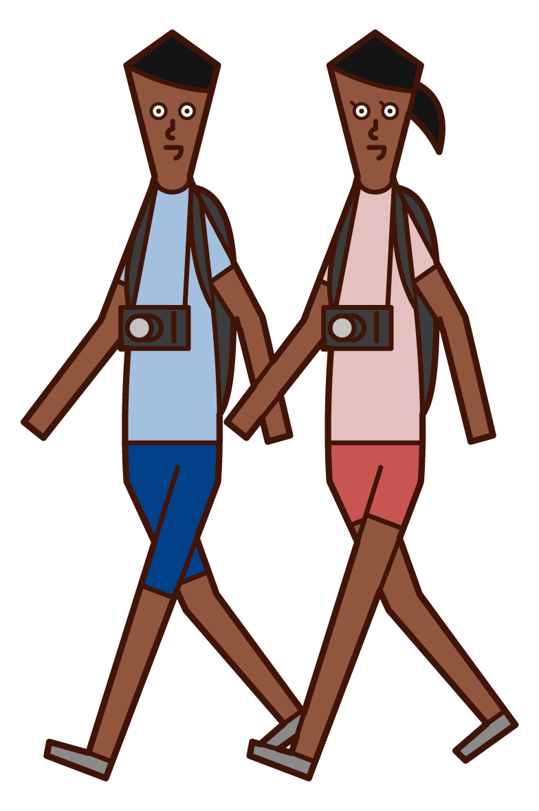 Illustration of a couple traveling