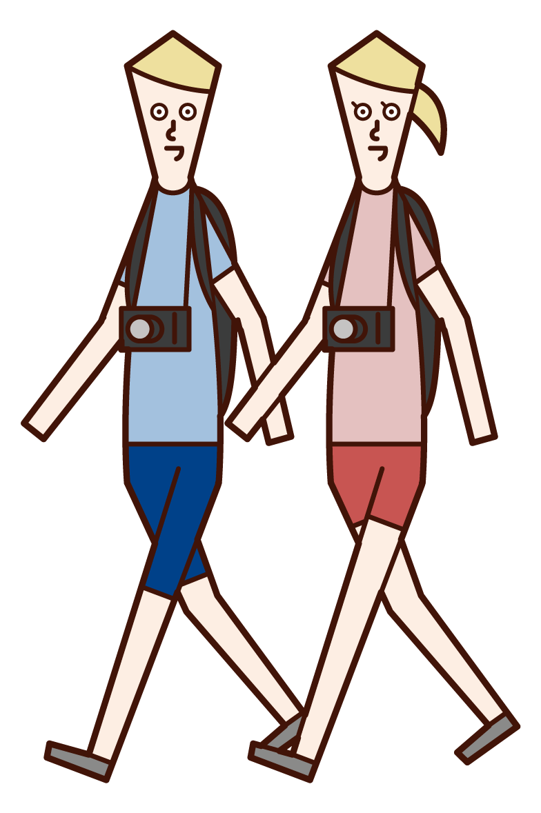 Illustration of a couple traveling