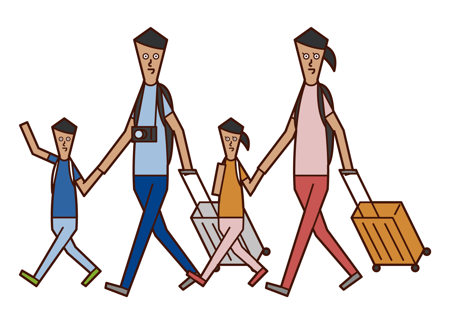 Illustration of a family traveling