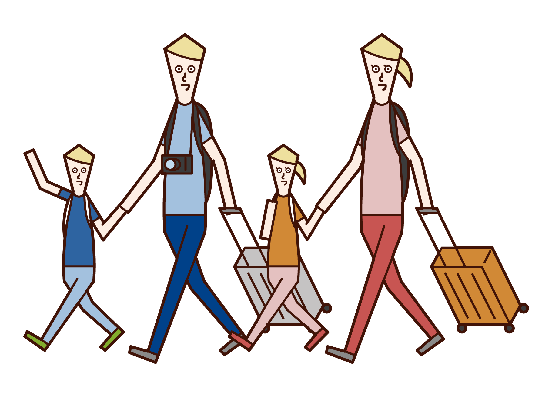 Illustration of a family traveling