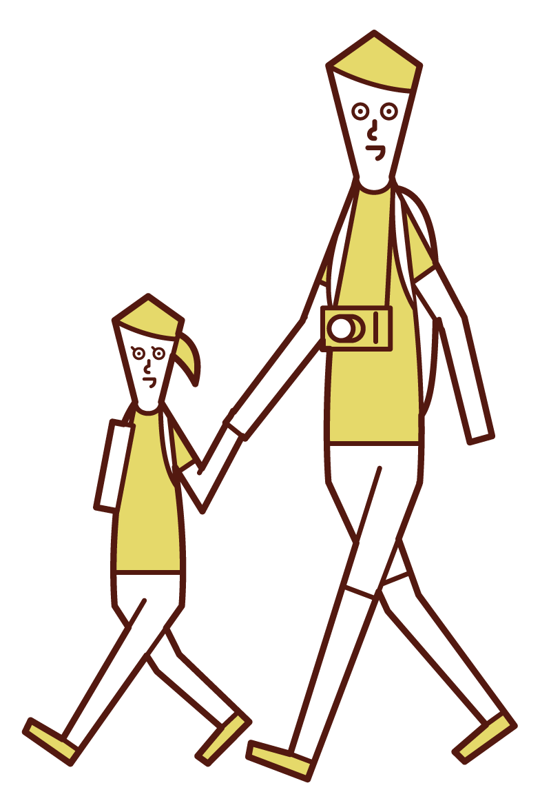 Illustration of parents and children enjoying travel
