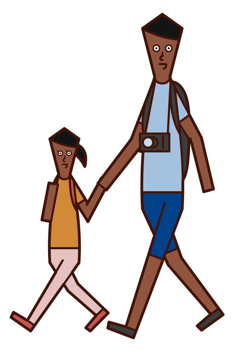 Illustration of parents and children enjoying travel