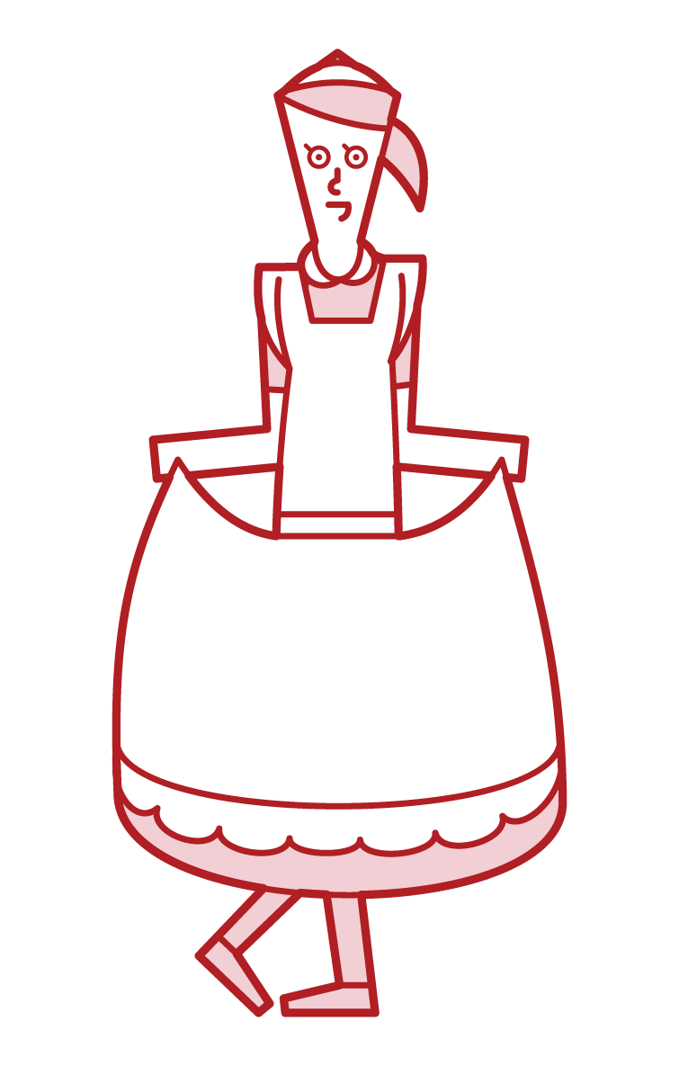 Illustration of housekeeper and maid (woman) bowing