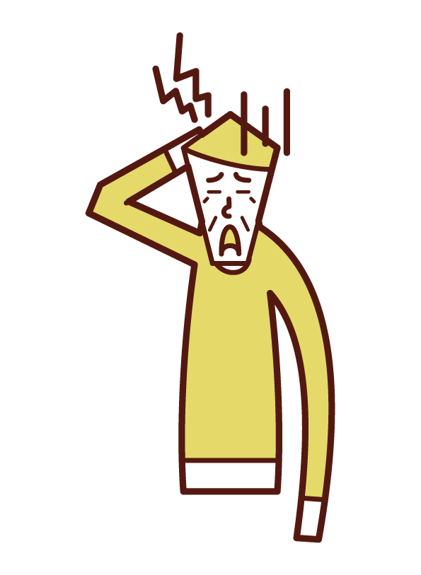 Illustration of a headache person (old man)