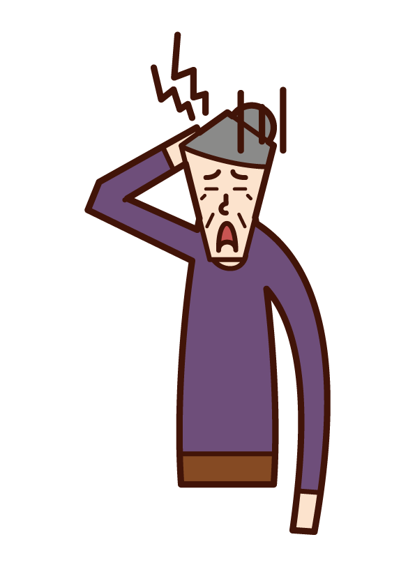 Illustration of a headache person (old man)