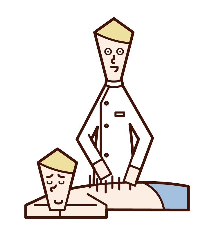 Illustration of acupuncturist (male)