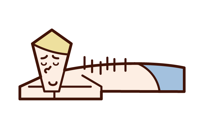 鍼治療を受ける人 （男性）のイラスト