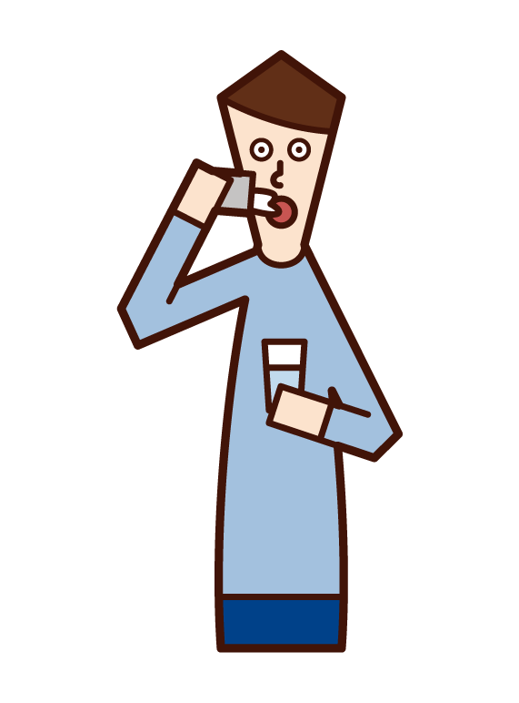 Illustration of a man who drinks medicine