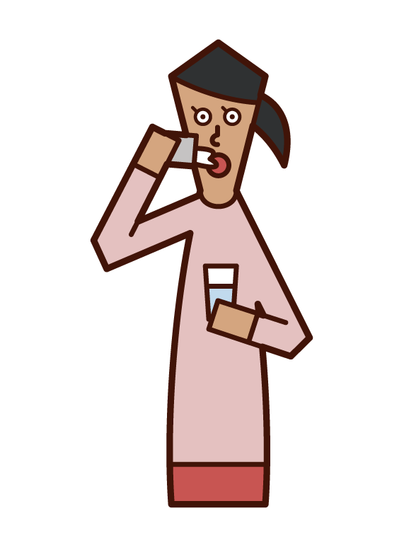 Illustration of a woman who drinks medicine
