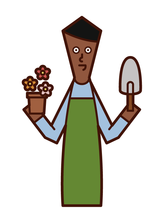 Illustration of a gardening person (male)