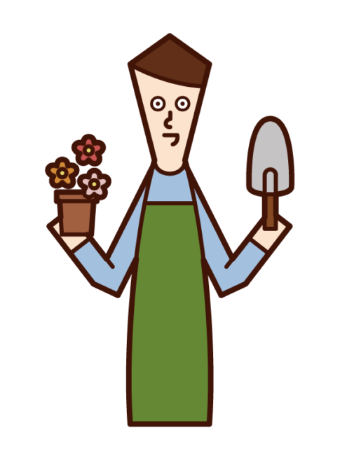 Illustration of a gardening person (male)