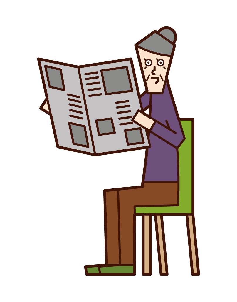 Illustration of a woman who reads a newspaper