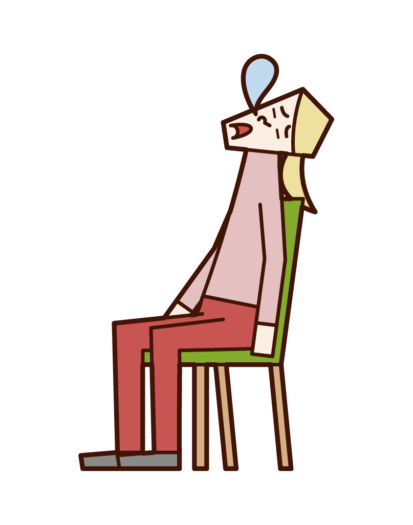 椅子に座って寝る人（女性）のイラスト