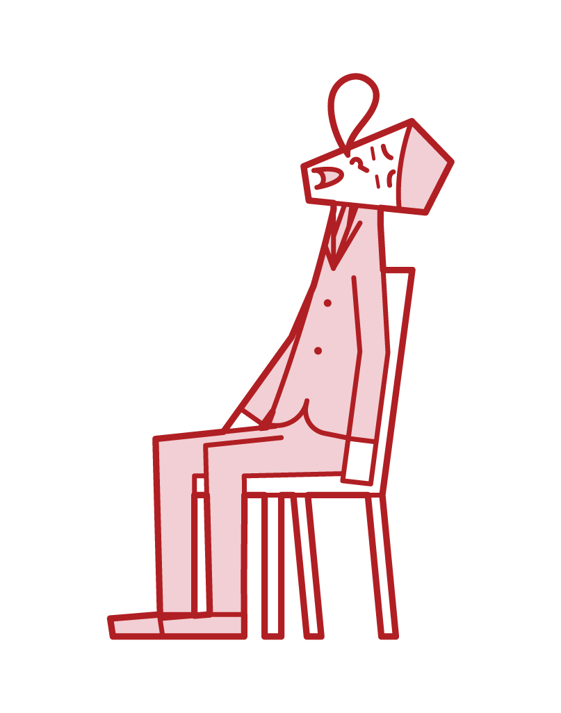 椅子に座って寝る人（男性）のイラスト