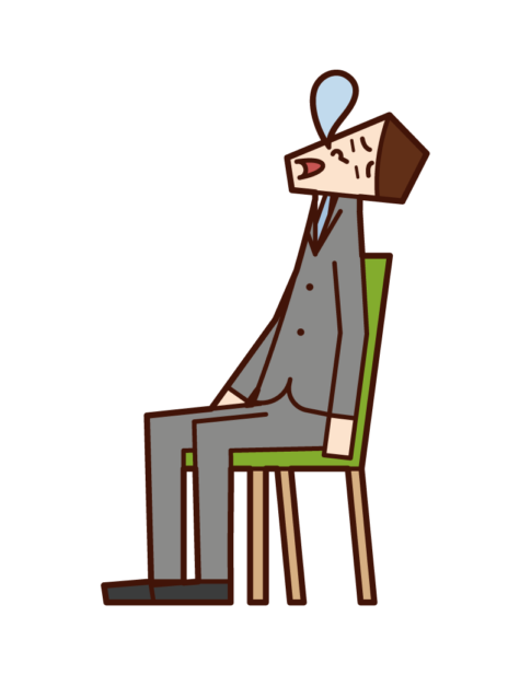 椅子に座って寝る人（男性）のイラスト