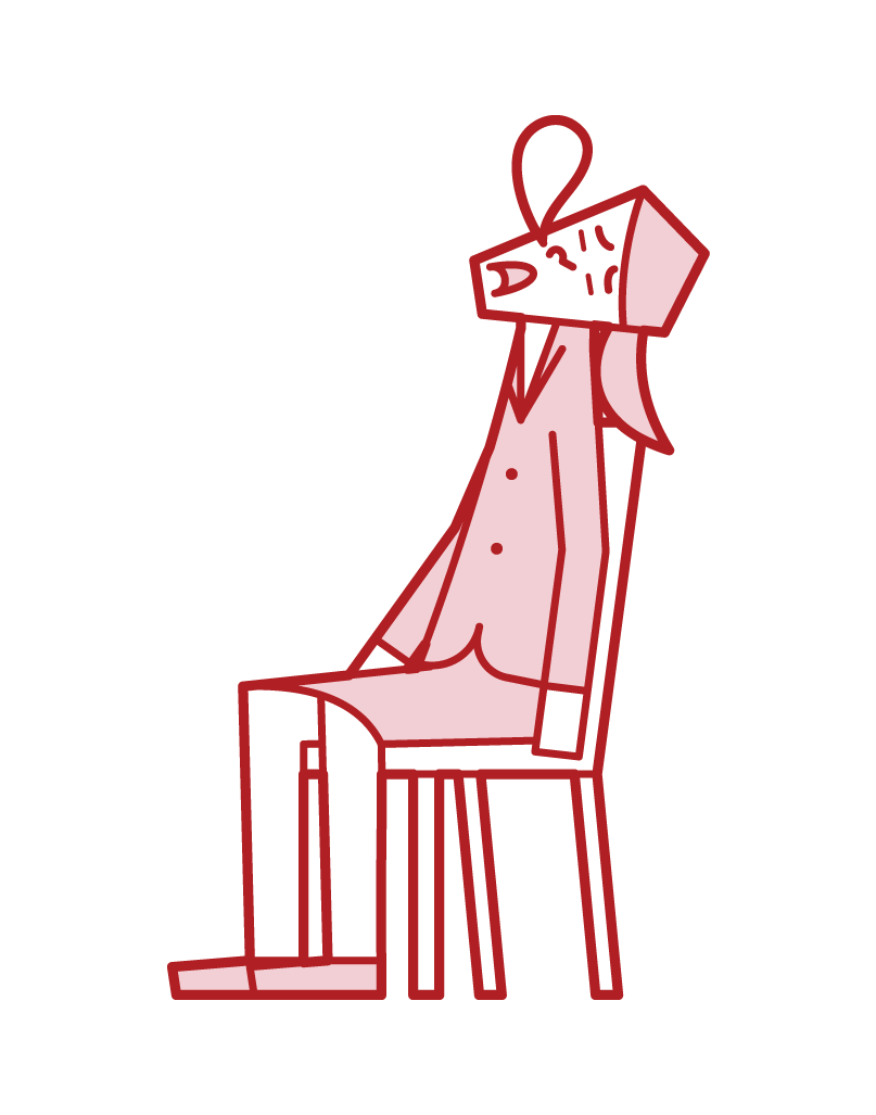 椅子に座って寝る人（女性）のイラスト