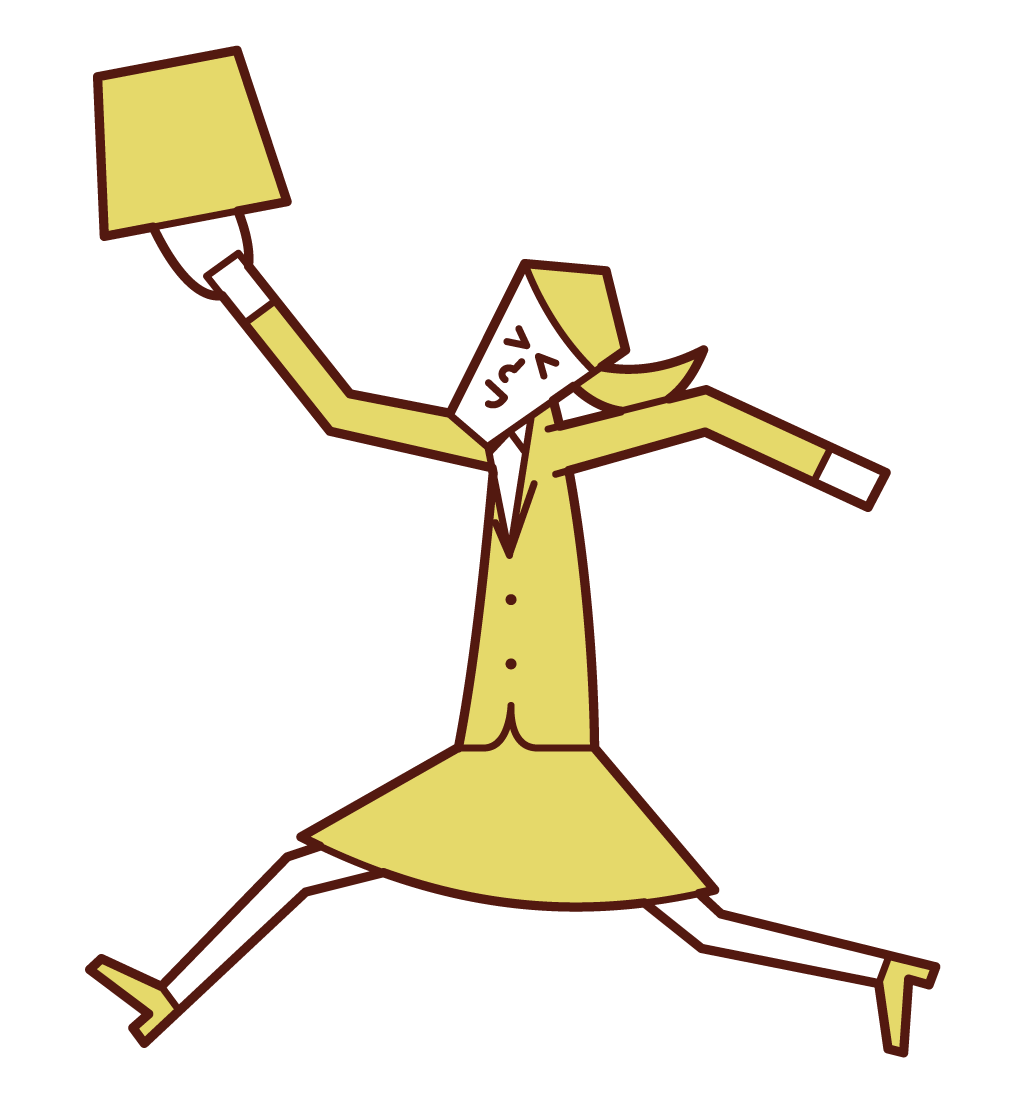 Illustration of a woman jumping happily