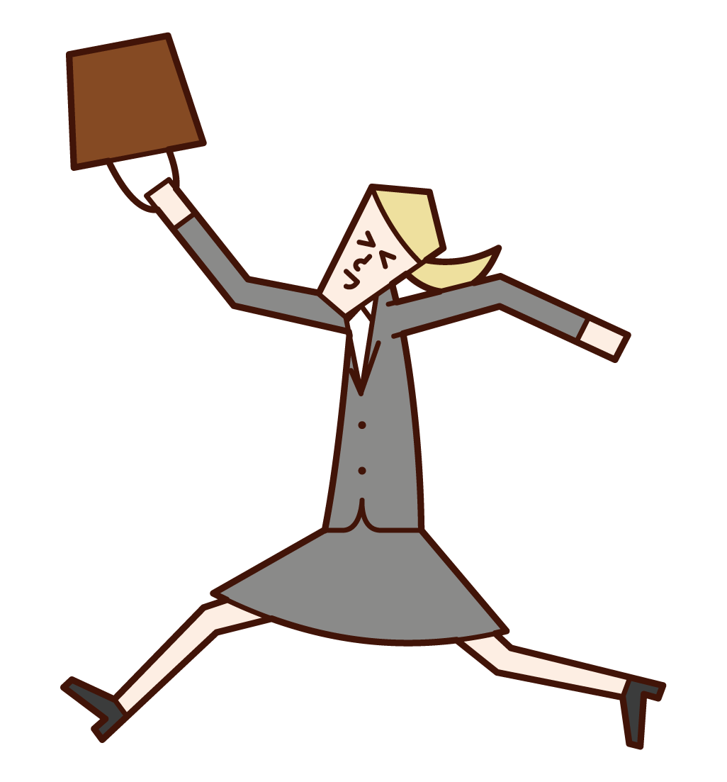 Illustration of a woman jumping happily