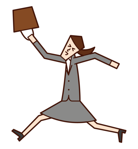 Illustration of a woman jumping happily