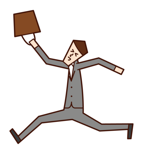 Illustration of a man jumping happily