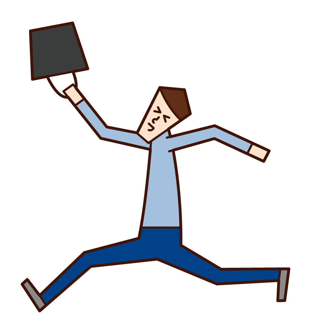 Illustration of a man jumping happily