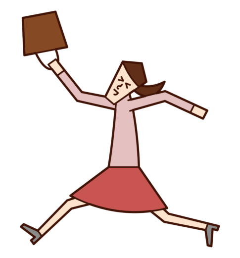 Illustration of a woman jumping happily