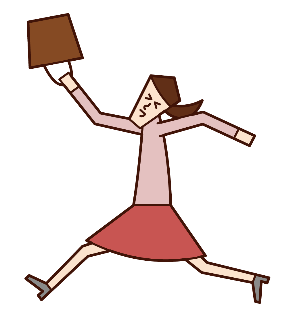 Illustration of a woman jumping happily